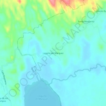 Mapa topográfico Laguna del Marquez, altitud, relieve