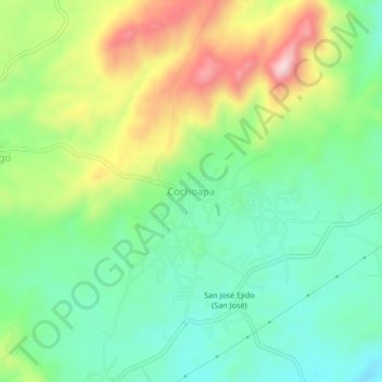 Mapa topográfico Cochoapa, altitud, relieve