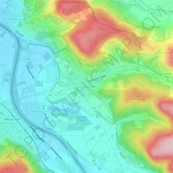 Mapa topográfico Dangstetten, altitud, relieve