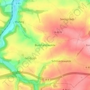Mapa topográfico Burkhardswalde, altitud, relieve
