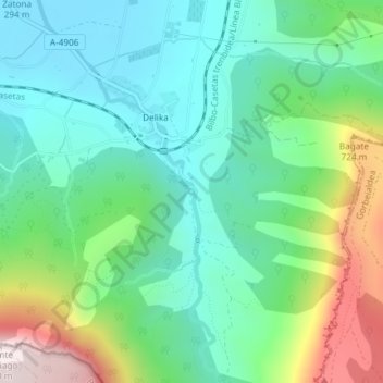 Mapa topográfico Fuente de la tejera, altitud, relieve