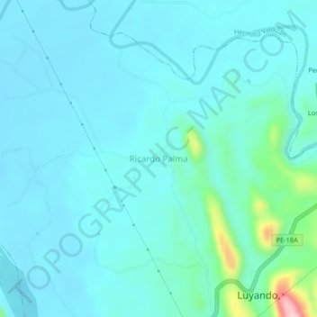 Mapa topográfico Ricardo Palma, altitud, relieve