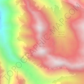 Mapa topográfico Paramo De Las Hermosas, altitud, relieve