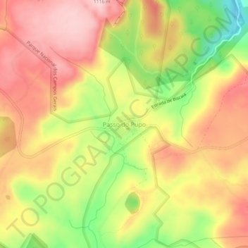 Mapa topográfico Passo do Pupo, altitud, relieve