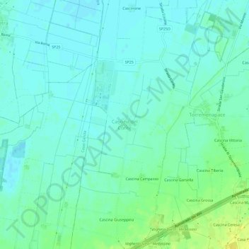 Mapa topográfico Cascina del Conte, altitud, relieve