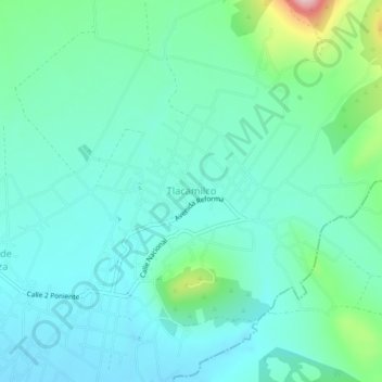 Mapa topográfico Tlacamilco, altitud, relieve