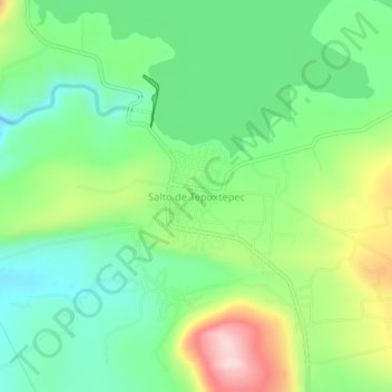 Mapa topográfico Salto de Tepuxtepec, altitud, relieve