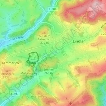 Mapa topográfico Oberheiligenhoven, altitud, relieve