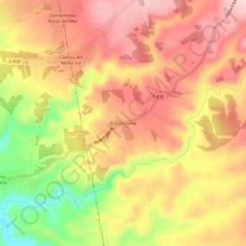Mapa topográfico El Bochinche, altitud, relieve