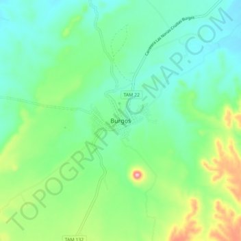 Mapa topográfico Burgos, altitud, relieve