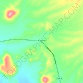 Mapa topográfico San Francisco 1, altitud, relieve
