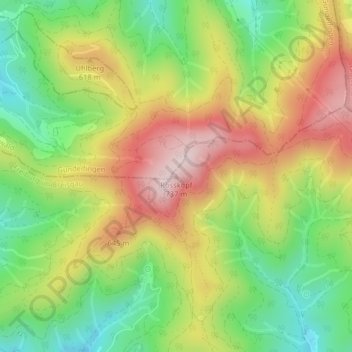 Mapa topográfico Rosskopf, altitud, relieve