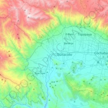 Mapa topográfico Vinto, altitud, relieve