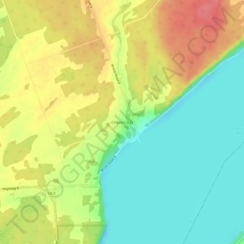Mapa topográfico Colpoy's Bay, altitud, relieve