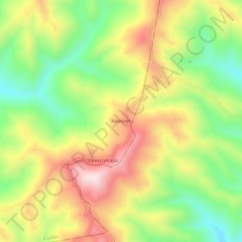Mapa topográfico Xalostoc, altitud, relieve