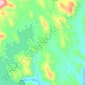 Mapa topográfico El Palmito, altitud, relieve