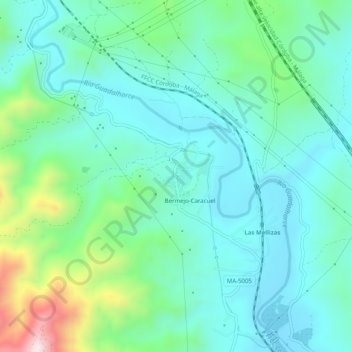 Mapa topográfico Bermejo-Caracuel, altitud, relieve