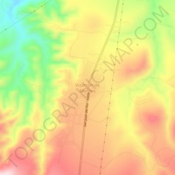 Mapa topográfico Vizarrón de Montes, altitud, relieve