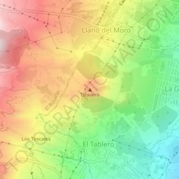 Mapa topográfico Talavera, altitud, relieve