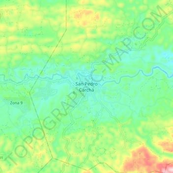 Mapa topográfico San Pedro Carchá, altitud, relieve