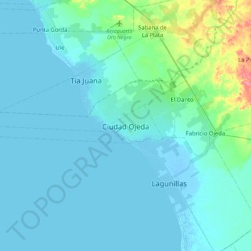 Mapa topográfico Ciudad Ojeda, altitud, relieve