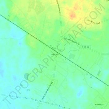 Mapa topográfico Hopkins, altitud, relieve