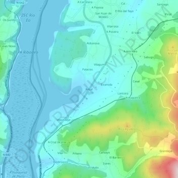 Mapa topográfico Fabal, altitud, relieve