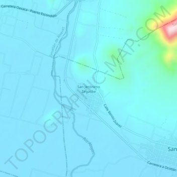 Mapa topográfico San Jerónimo Zegache, altitud, relieve
