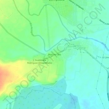 Mapa topográfico Real del Oro, altitud, relieve