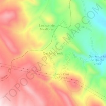Mapa topográfico Quicha Grande, altitud, relieve