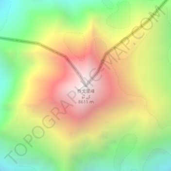 Mapa topográfico K2, altitud, relieve