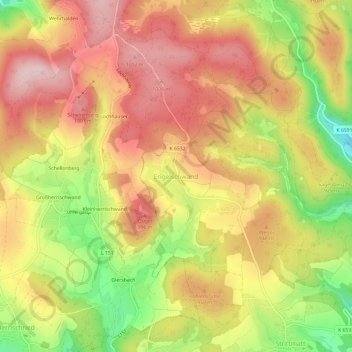 Mapa topográfico Engelschwand, altitud, relieve