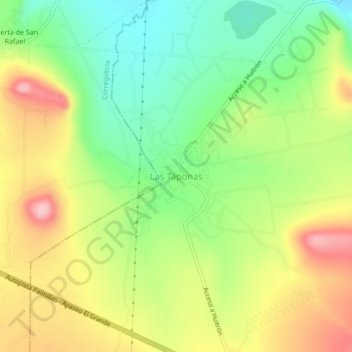 Mapa topográfico Las Taponas, altitud, relieve