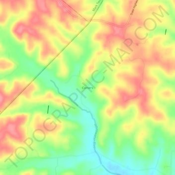 Mapa topográfico Corners, altitud, relieve
