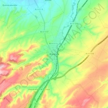 Mapa topográfico Briviesca, altitud, relieve
