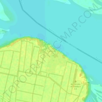 Mapa topográfico Yahapé, altitud, relieve