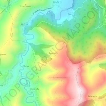 Mapa topográfico Barangón, altitud, relieve