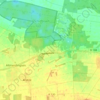 Mapa topográfico Dahrenhorst, altitud, relieve
