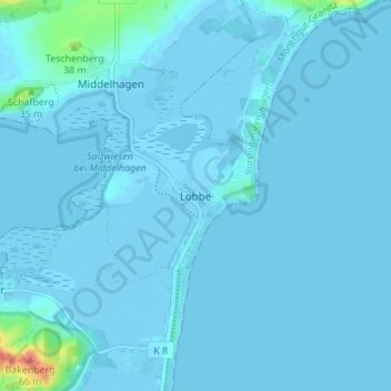 Mapa topográfico Lobbe, altitud, relieve