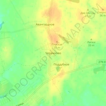 Mapa topográfico Черёмхово, altitud, relieve