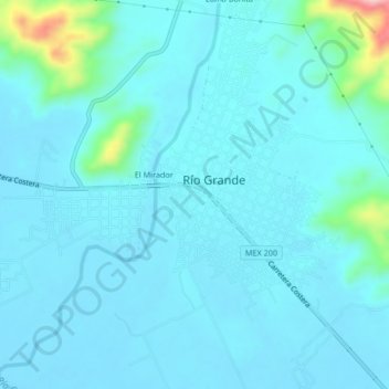 Mapa topográfico Río Grande, altitud, relieve