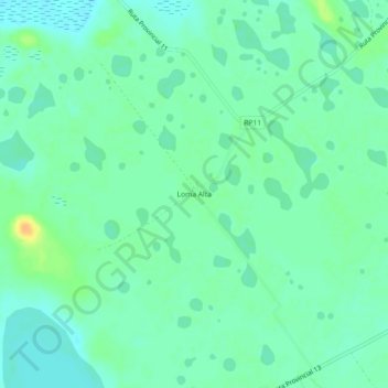 Mapa topográfico Loma Alta, altitud, relieve