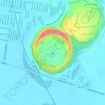 Mapa topográfico Xico, altitud, relieve