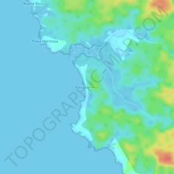 Mapa topográfico Playa Lorenzo, altitud, relieve
