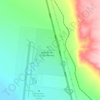 Mapa topográfico Cerro Moreno, altitud, relieve