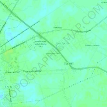 Mapa topográfico Sherwood Forest, altitud, relieve