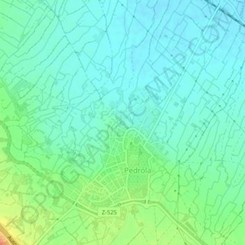 Mapa topográfico Fontana, altitud, relieve