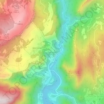 Mapa topográfico Sant Josep, altitud, relieve