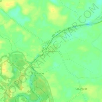 Mapa topográfico Puerto Aurora, altitud, relieve