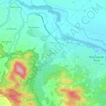 Mapa topográfico Escoto, altitud, relieve